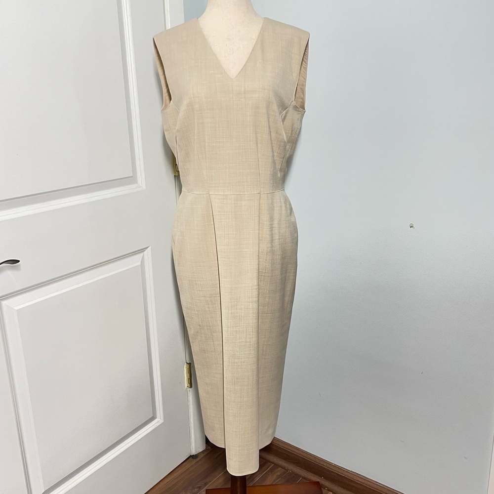 TSE Oatmeal V Neck Midi Dress size 14